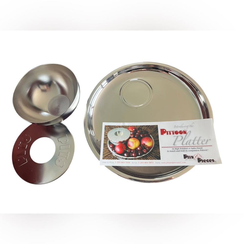 Pittoon Platter Polished Silver Set for Serving - Picture 3 of 6